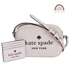 Kate Spade Glitter On Mini Camera Pebbled Leather Crossbody Card Wallet Bundle